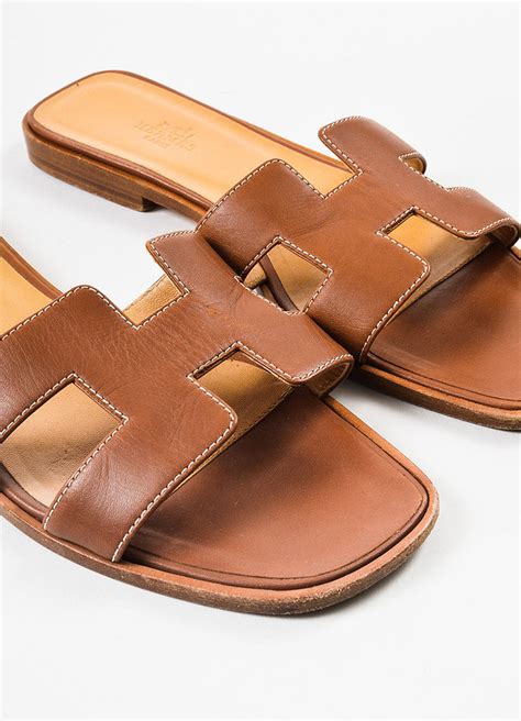 hermes slippers brown|hermes oran original.